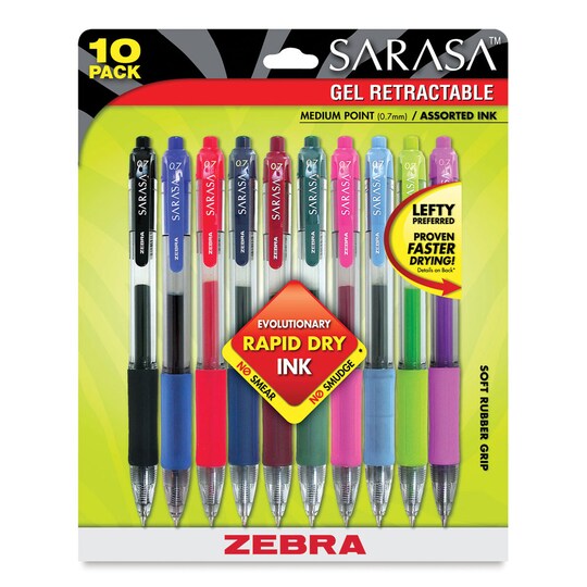 Zebra; Zebra Sarasa Dry X20 Gel Retractable Pens - 0.7 mm, Set of 10; Category:Pens; Image:1
